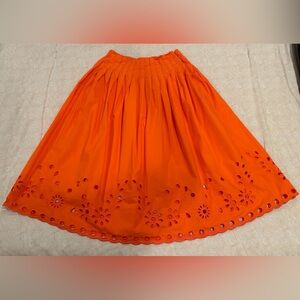 J. Crew orange poplin cotton skirt with eyelet hem - size 6